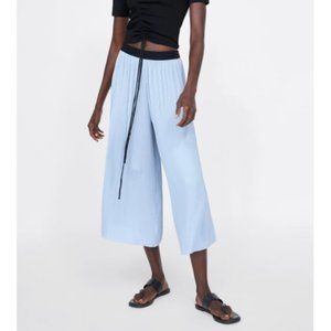 NWT Zara Light Blue Pleated Wide Leg Pants